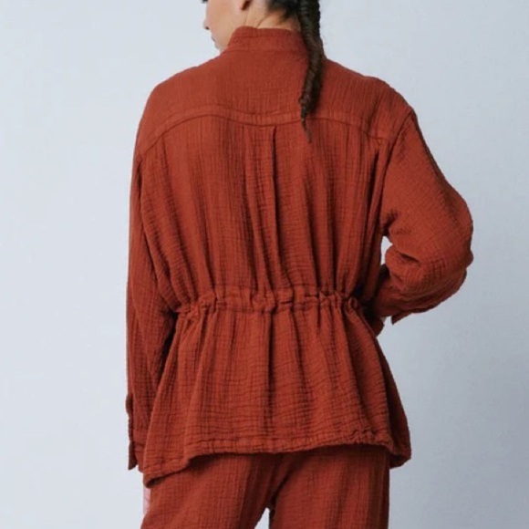 Raquel Allegra Terracotta Utility Jacket Cotton Gauze Size M - Picture 3 of 11